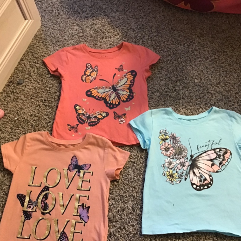 Girls ButterFly T- Shirts short sleeve  bundle of 3 size XS / 4